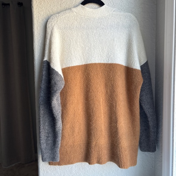 Madewell Womens M Cardigan Sweater Colorblock Wool Alpaca Brown Cream Gray - Picture 4 of 8